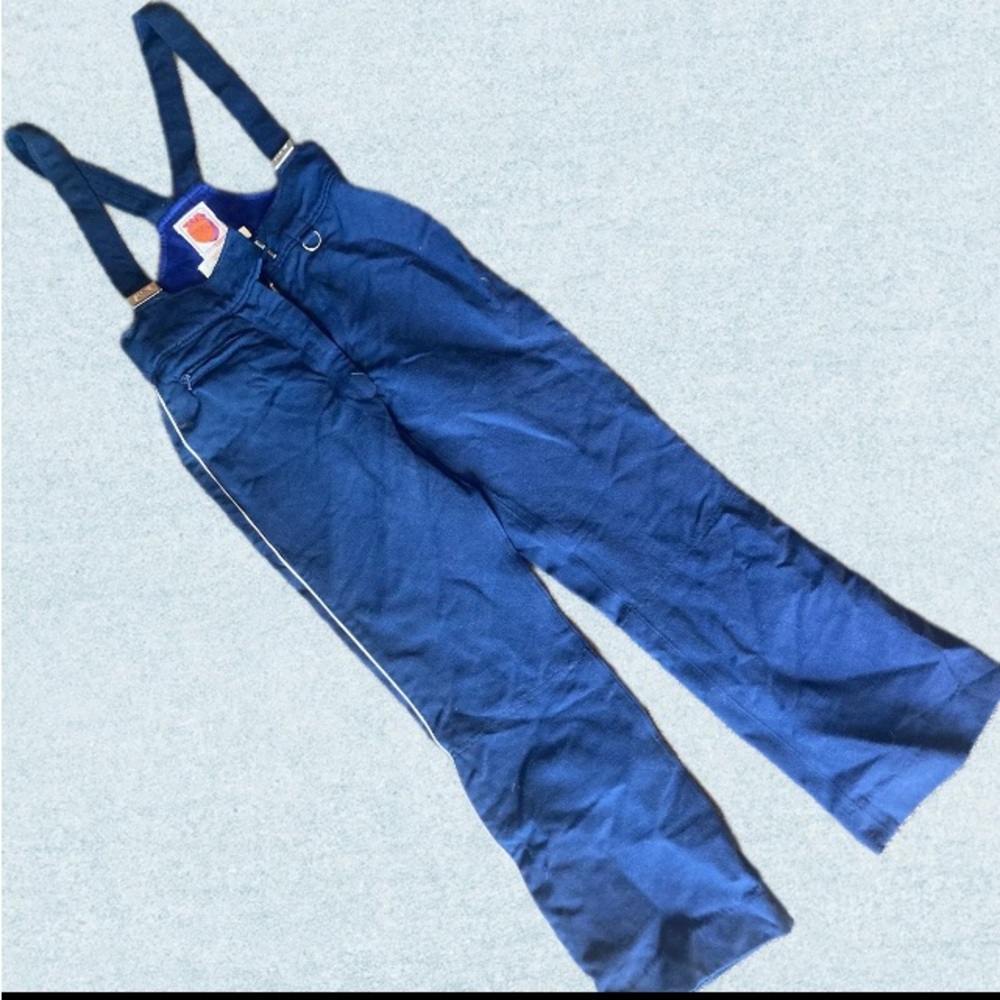 Vintage Skyr Ski Bib One Piece Snow Overall Navy Blue & White Womens Size 25